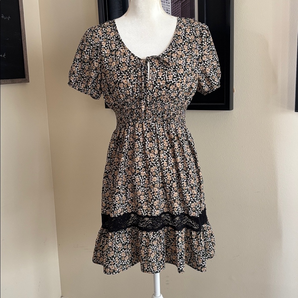 Floral Short Sleeve Floral Dress
